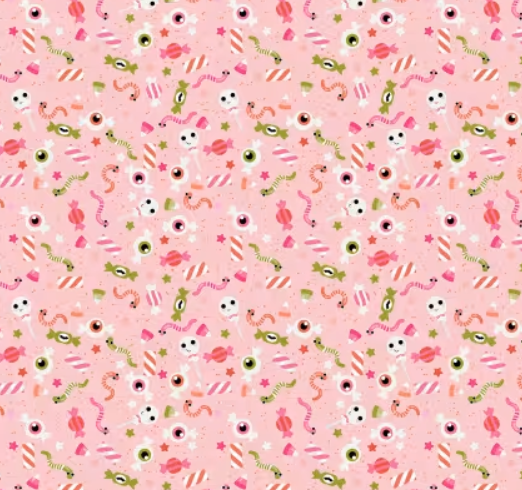 Poppie Cotton - Not Scary - Jill & Rani - Pink Gooey Sweets # NT26514
