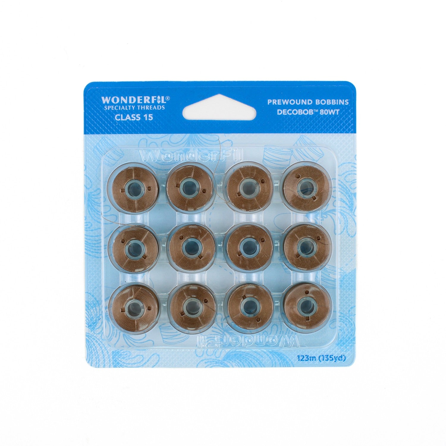 WonderFil Decobob prewound bobbin dark tan DB463 80wt machine quilting