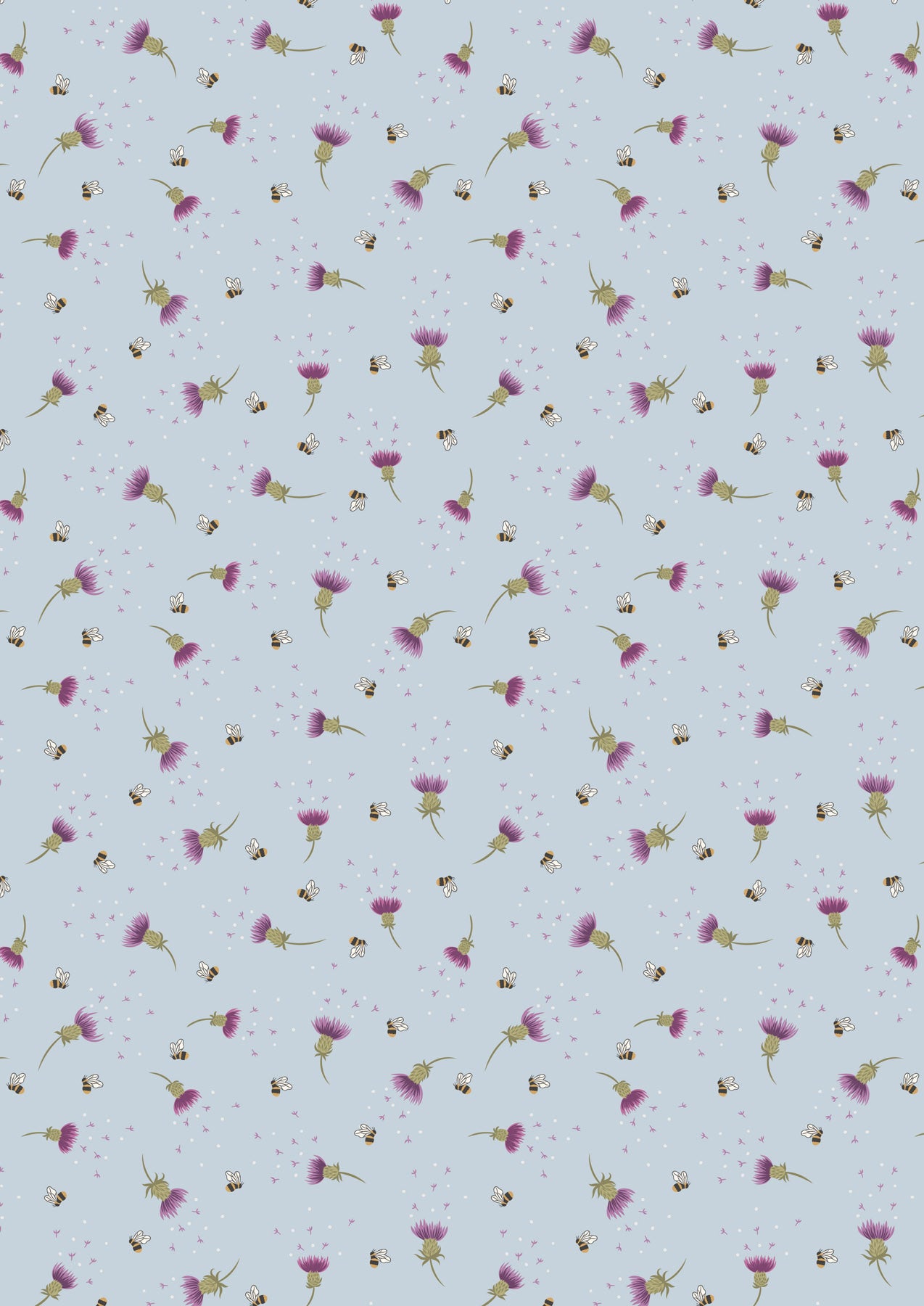 Lewis Irene A Celtic Summer Bee Thistle Blue A988B quilting cotton