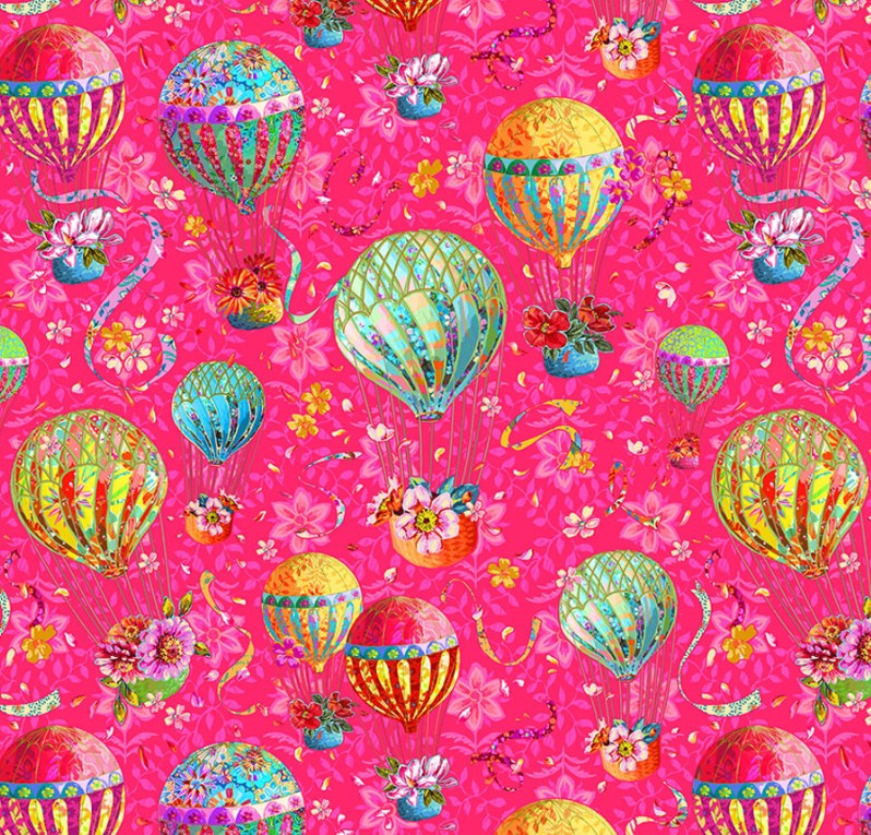 Free Spirit Festival Balloons pink quilting cotton fabric