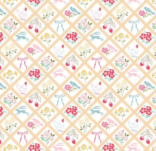 Poppie Cotton Rosy Cheeks Bon Jour Yellow quilting cotton
