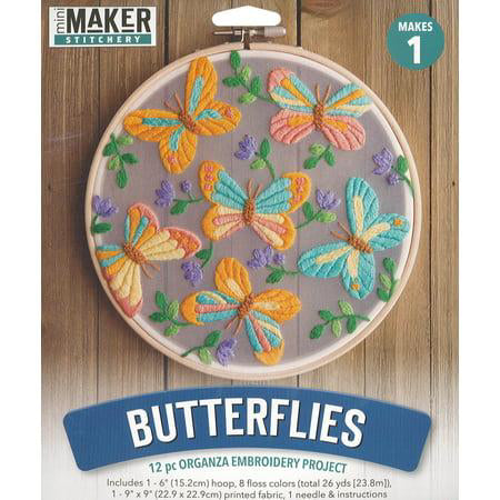 LEISURE ARTS Kit Embroidery 6 Butterfly Embroidery Kit