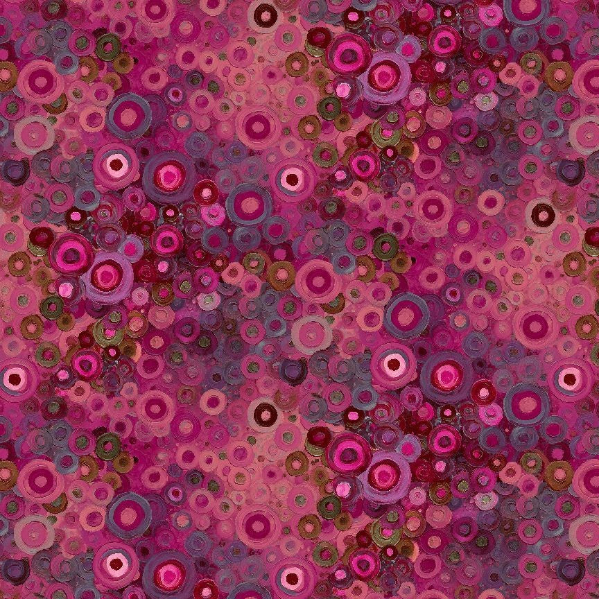 Timeless Treasures Calico Cat Pomegranate Painted Geo quilting cotton