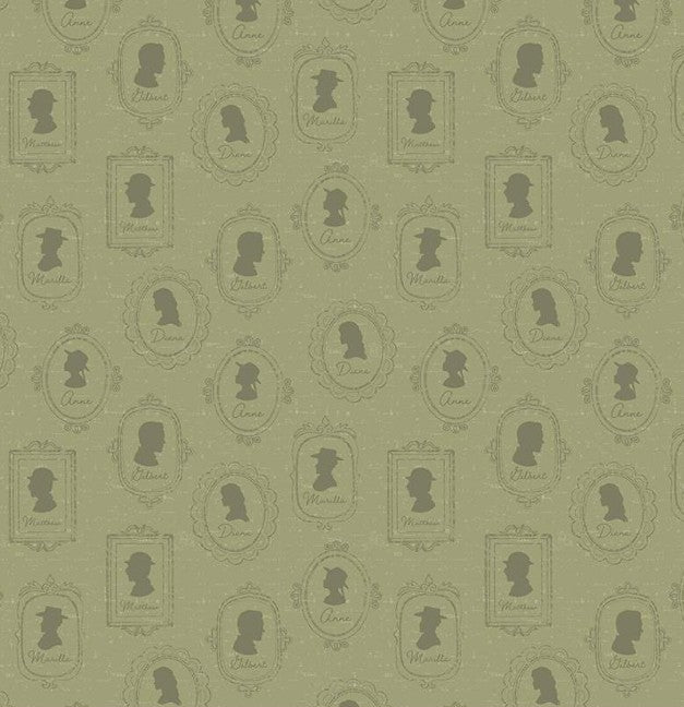 Riley Blake Anne of Green Gables Silhouettes Green novelty quilting cotton