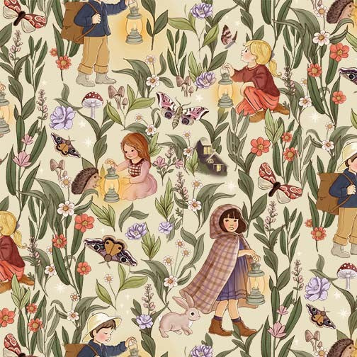 Michael Miller Night Garden creme botanical quilting fabric