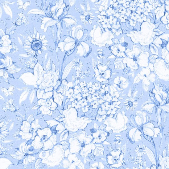 Lumin Amalfi Coast- Susan Winget Lt Blue White Packed Floral fabric