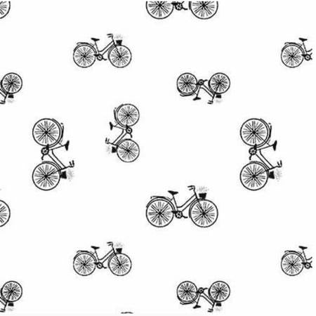 Blank Lower the Volume Bicycles White quilting fabric
