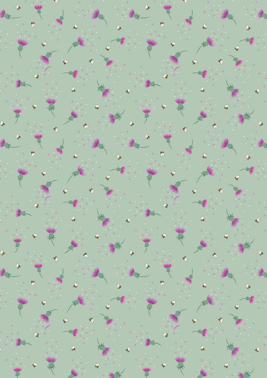 Lewis Irene A Celtic Summer Bee Thistle Sage Green A988C fabric