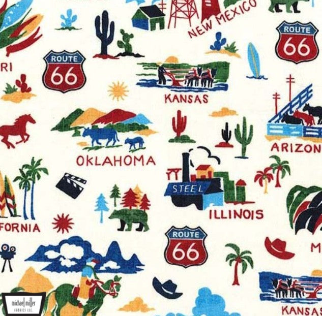 Michael Miller The Mother Road Cream DCX12519-CREM quilting cotton fabric