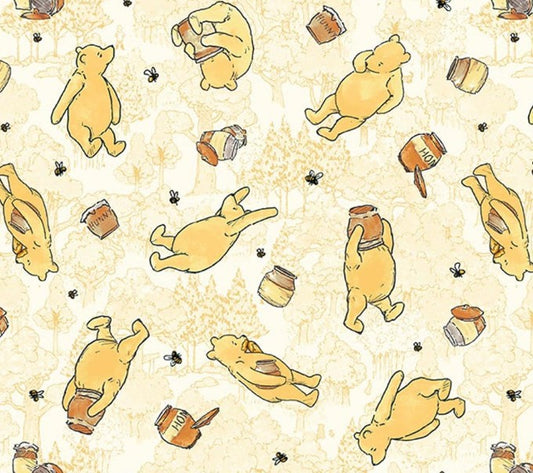 Classic Winnie Bear Yellow Studio e quilting fabric