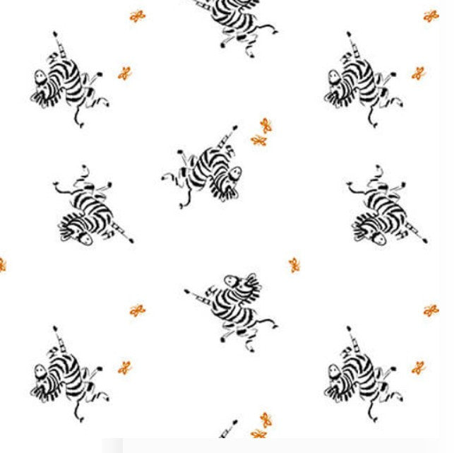 Blank Lower the Volume Zebras 1941-01 White quilting fabric