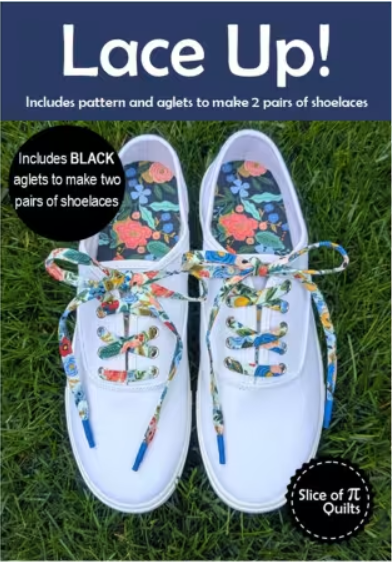 Lace Up fabric shoelace sewing pattern with Black aglets