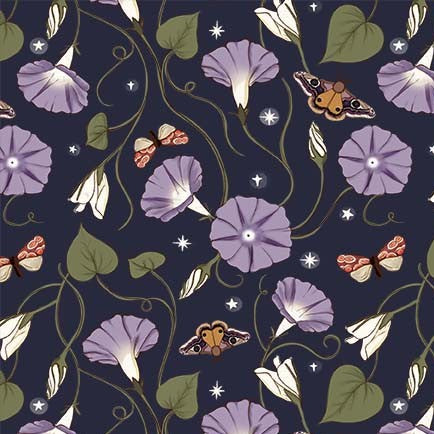 Michael Miller Mystic Moonflower midnight print quilting fabric