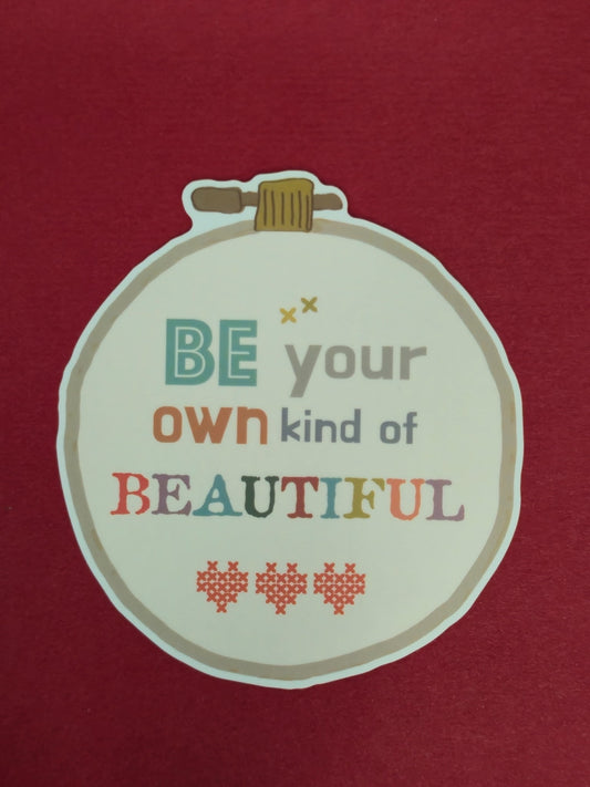 Minki Kim Sewing Illustration 'Be Your Own Kind of Beautiful' vinyl sticker