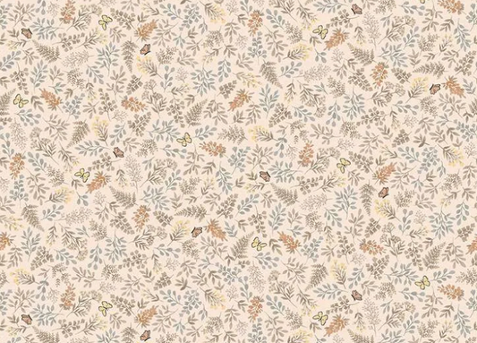 Makower UK Little Ones Foliage Coral 192C baby quilting cotton
