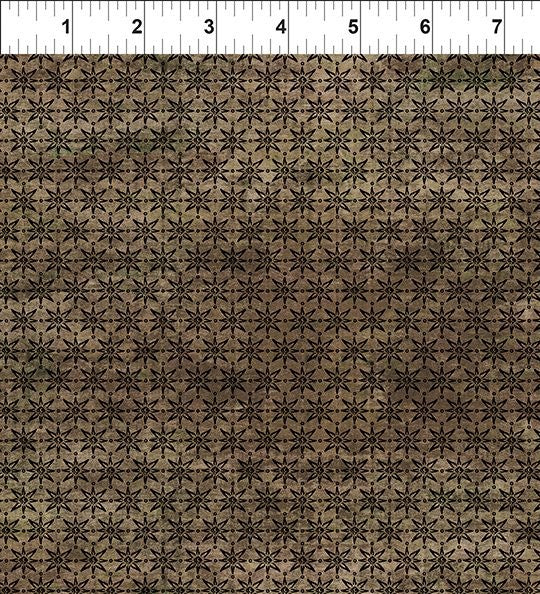 In The Beginning Fabrics 18SWM-1 brown stars western quilting cotton