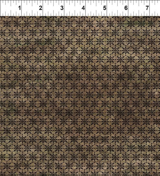 In The Beginning Fabrics 18SWM-1 brown stars western quilting cotton