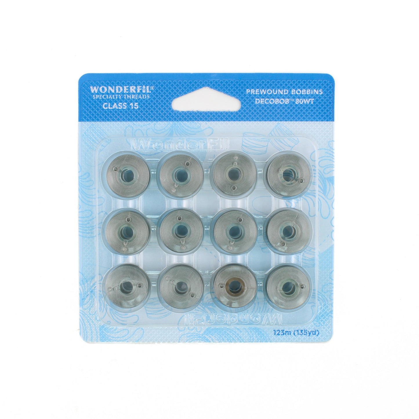 WonderFil Decobob prewound bobbin grey DB103 80wt class 15 machine quilting