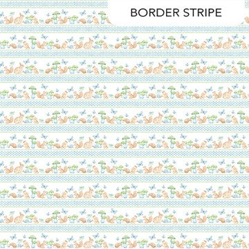 Northcott - Peas in a Pod Flannel - Border Stripe Blue Multi F29035-41