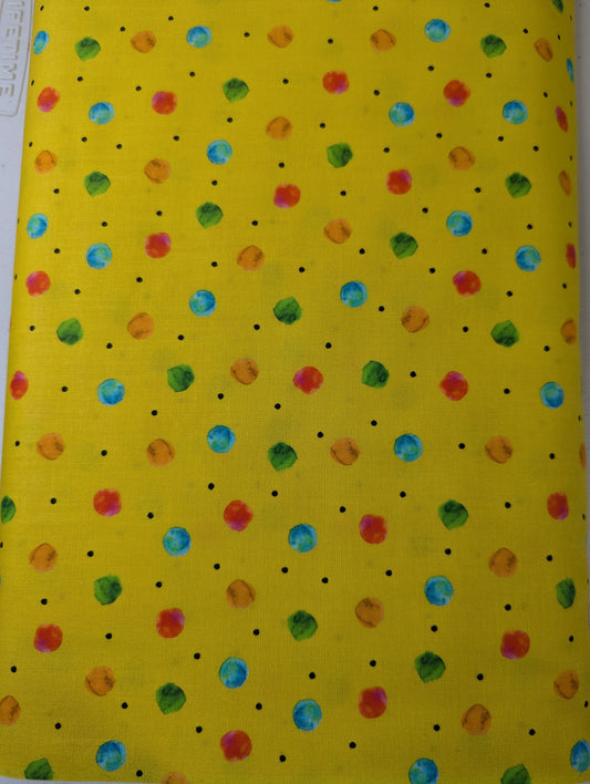 QT Fly Free Dots Yellow quilting cotton
