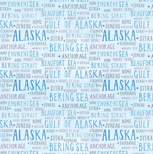 Michael Miller Cloud Regions of Alaska white novelty fabric