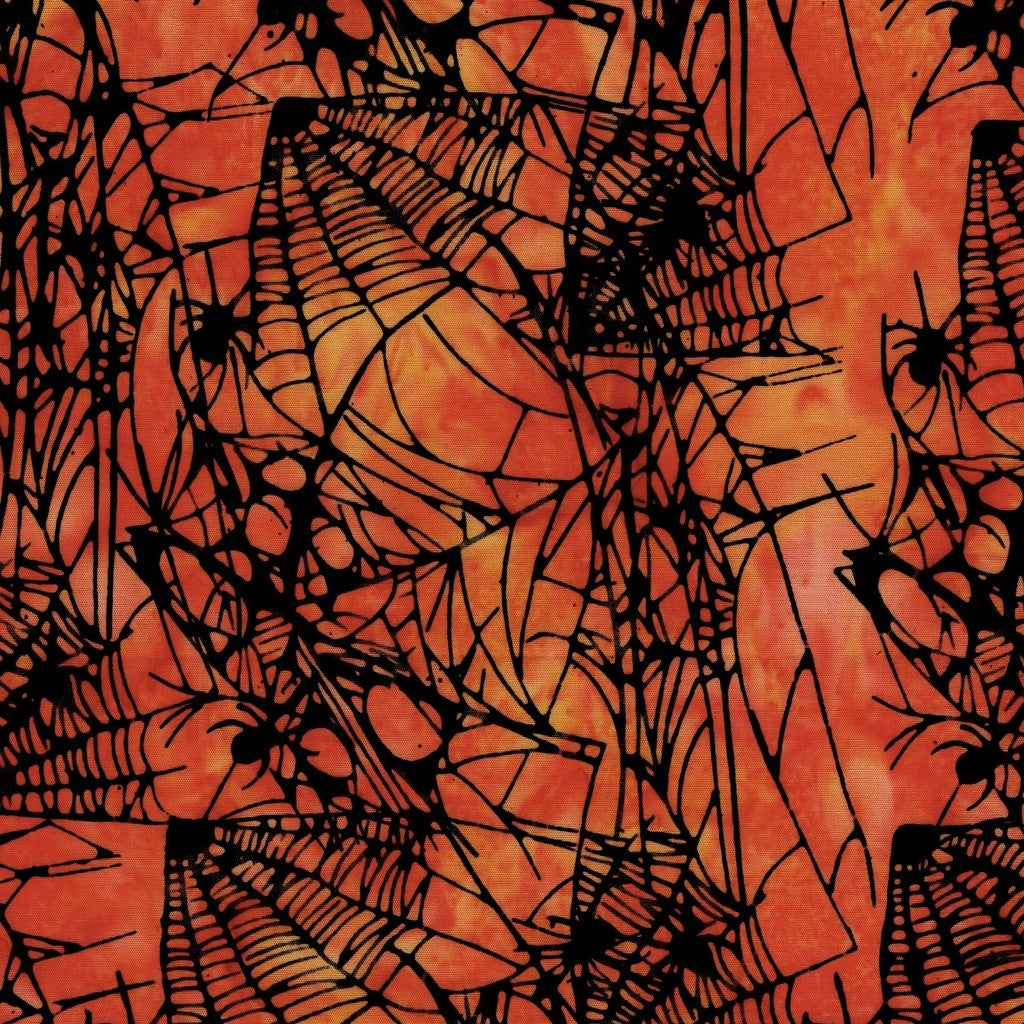 Island Batik - Boo Bash - Jerry Khiev - Spiders and Webs - Orange Tiger 122551266