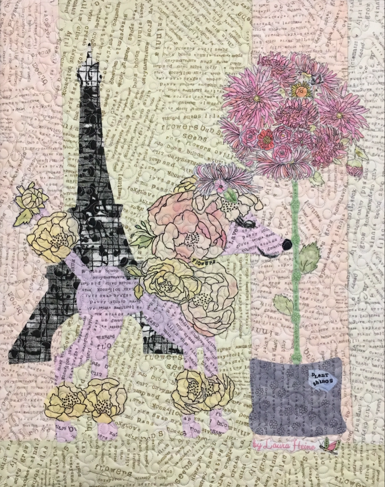 Teeny Tiny Poodle Collage Quilt Kit by Laura Heine animal quilting