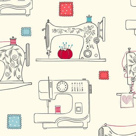 QT Sew What Sewing Machines Cream quilting cotton