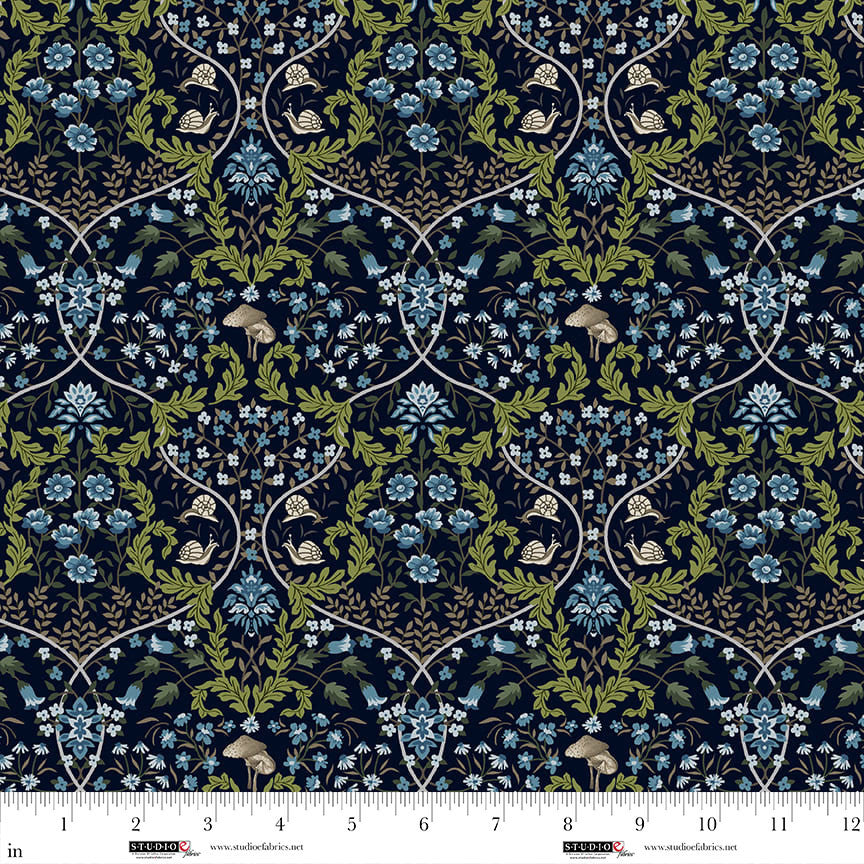 Studio E Ashdown Forest 8402-77 Midnight Blue quilting cotton fabric