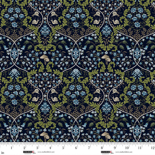Studio E Ashdown Forest 8402-77 Midnight Blue quilting cotton fabric