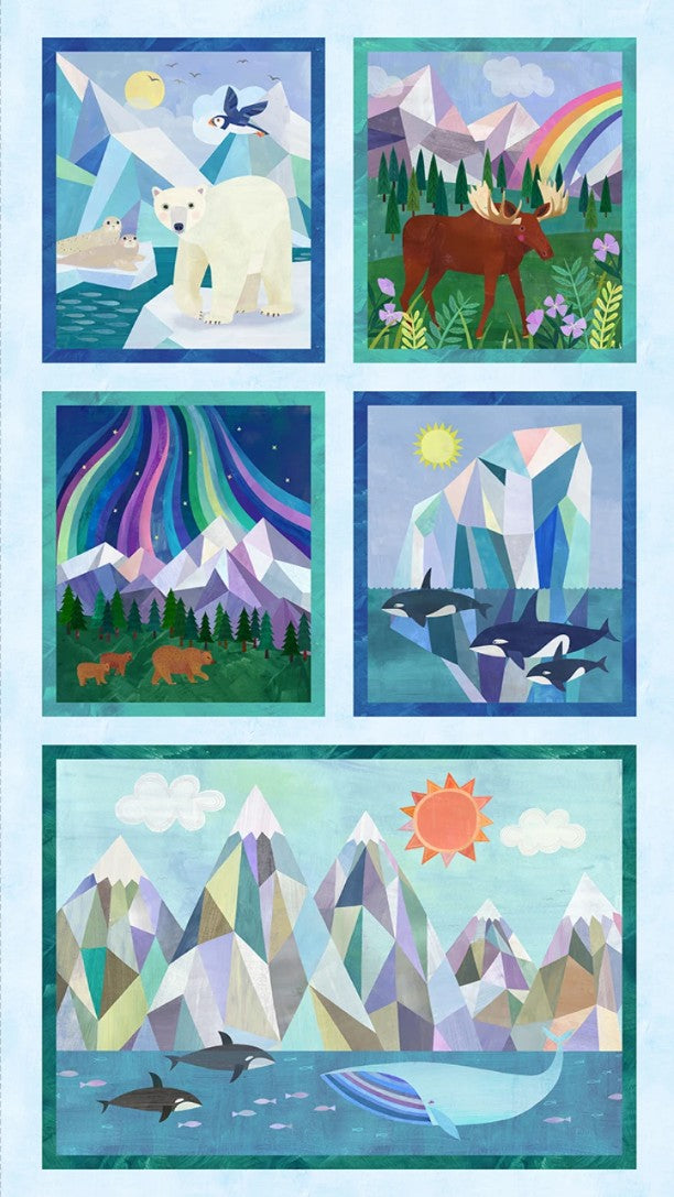 Michael Miller Multi Alaska 24in repeat panel multicolor novelty
