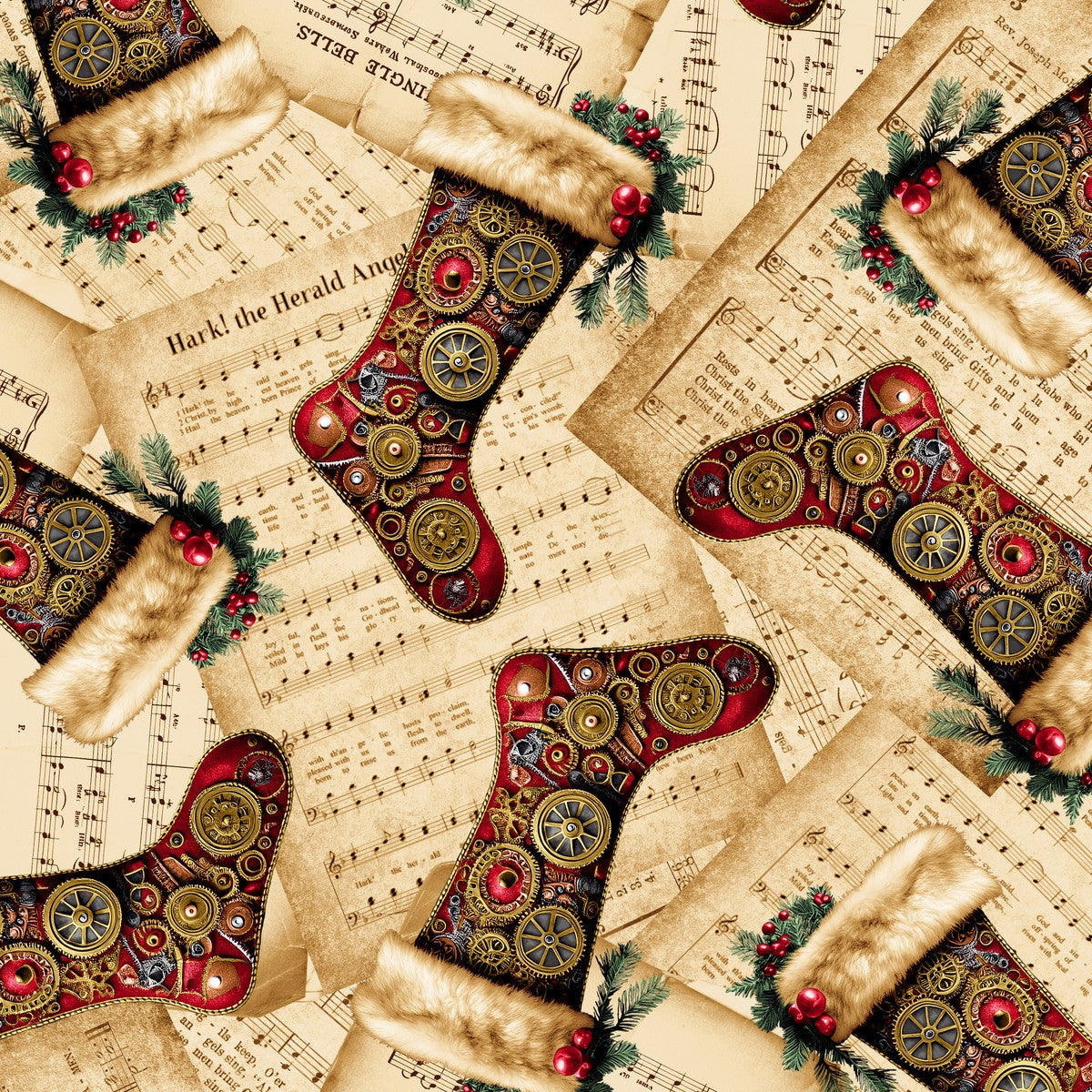 Blank - Gears & Garland - 4818-41 Parchment