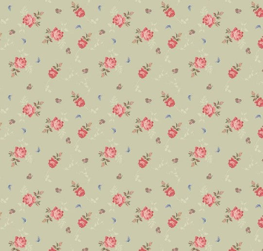 Riley Blake Anne of Green Gables Roses Sage cotton fabric
