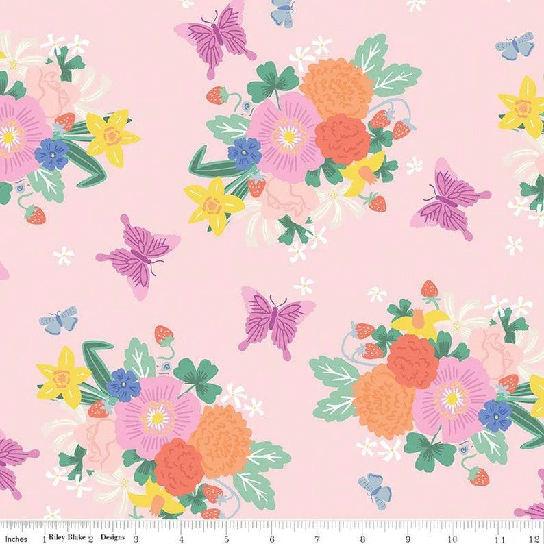 Riley Blake Chloe Main Pink floral quilting fabric