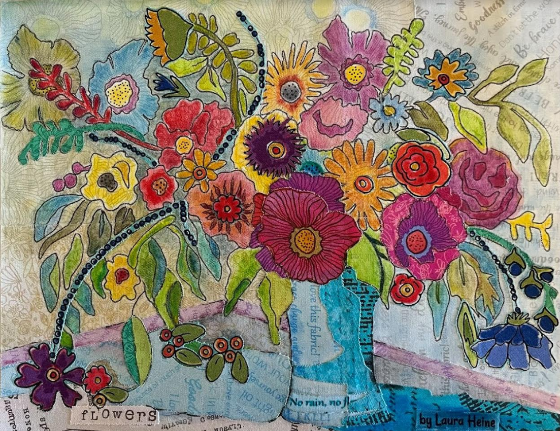 Flower Shop Arrangement 1 Collage Inktense Pattern by Laura Heine