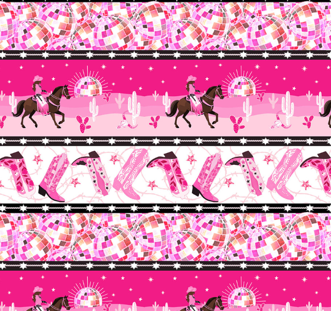 Saddle Up to the Disco 4378-22 Pink cotton quilting fabric