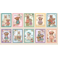 Bear Family Vignettes 24 inch repeat novelty fabric