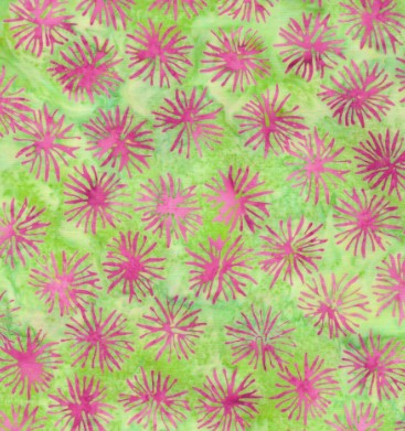 Island Batik Everlasting Dandelion multi pink green batik fabric