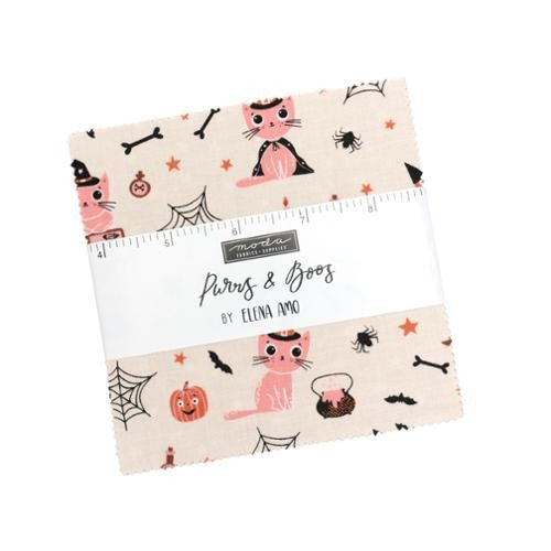 Moda Purrs and Boos Elena Amo charm pack 5 inch squares Halloween precut