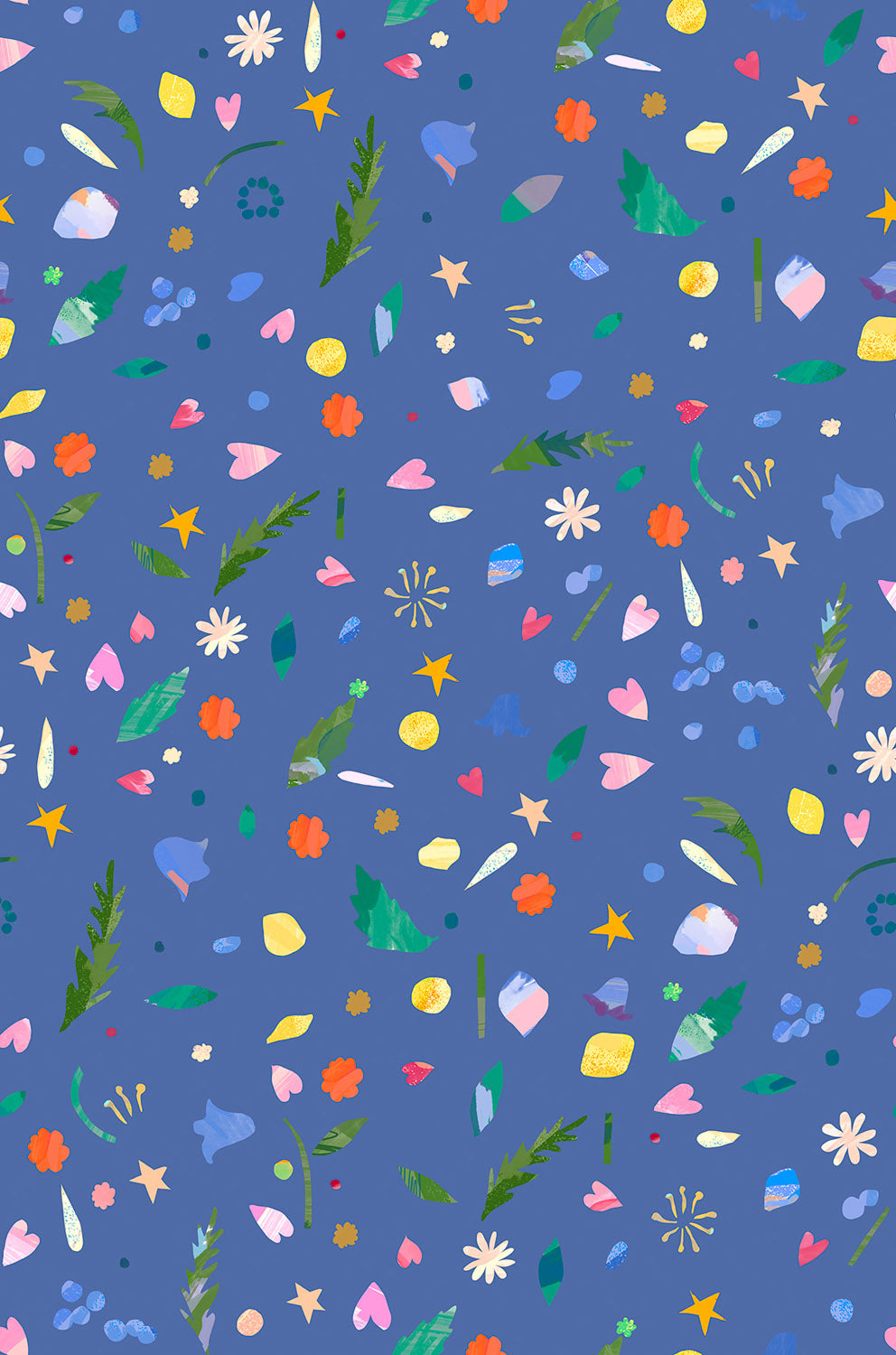 Lewis Irene Flower Market Petal Confetti Bluebell WB067 floral quilting cotton