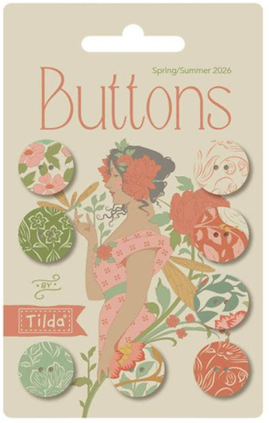Tilda Songbird bird-shaped decorative buttons 0.63 inch set of 8
