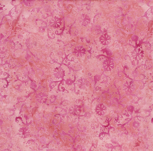 Crazy for Daisies Scrolling Vines Red Tangy hand-dyed batik quilting cotton by Lumin Fabrics