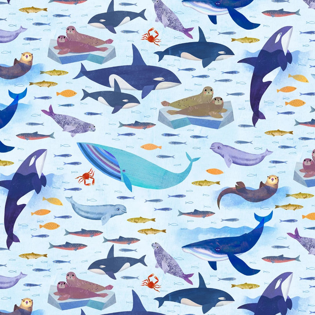 Michael Miller Cloud Gulf of Alaska white novelty quilting cotton