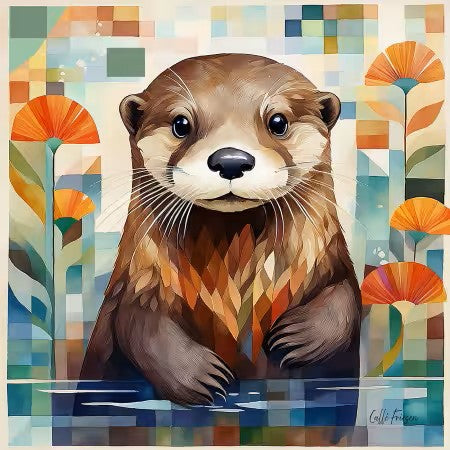 Quiltberry Farm - Baby Otter - Greeting Card