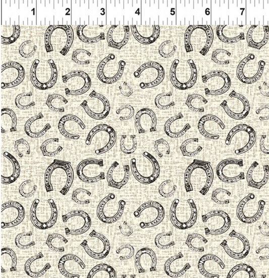 In The Beginning Fabrics 6SWM-1 cream horseshoe western quilting cotton