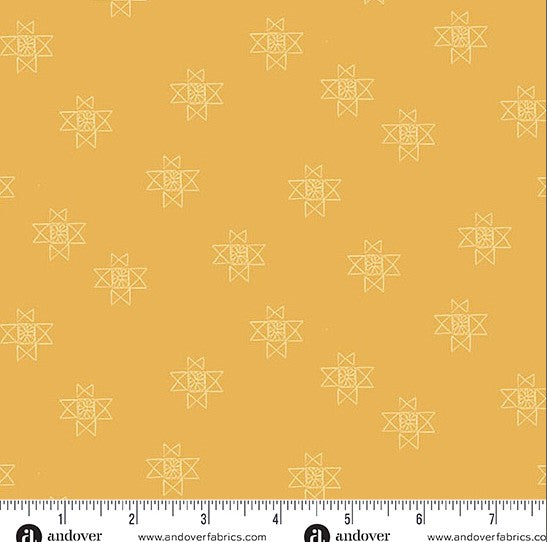 andover-Gold Ohio Star 1572Y Petals and Stitches by Stephanie Organes