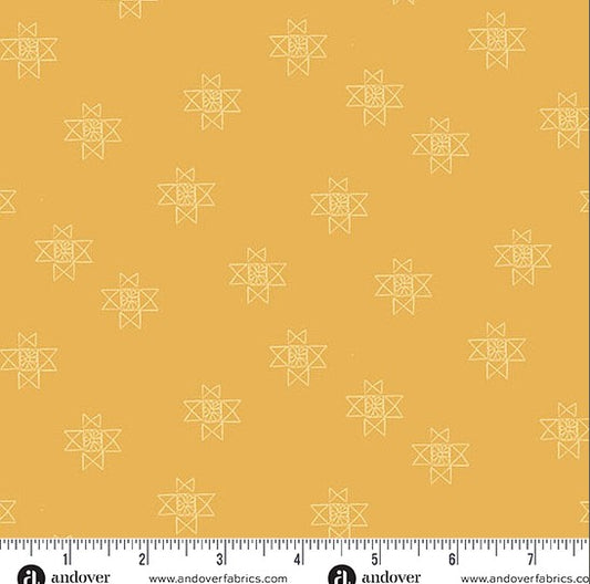 andover-Gold Ohio Star 1572Y Petals and Stitches by Stephanie Organes