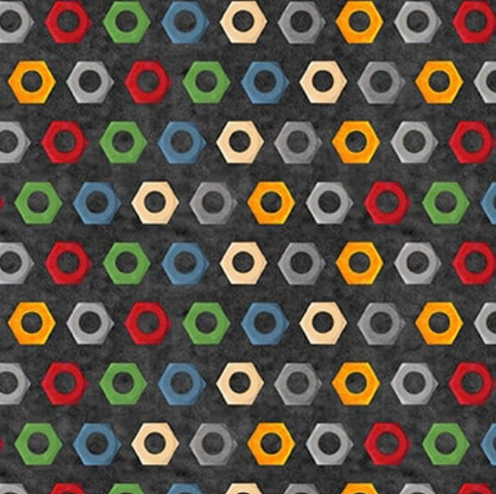 Let's Get Building 4398-99 dark grey baby novelty quilting cotton