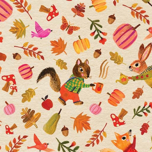 Michael Miller Happy Autumn Day Tan fall quilting fabric