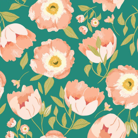 Poppie Cotton Fanciful Emerald cotton quilting fabric